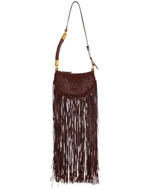 Balmain Fringed Ébène Hobo Mini Bag - Brown