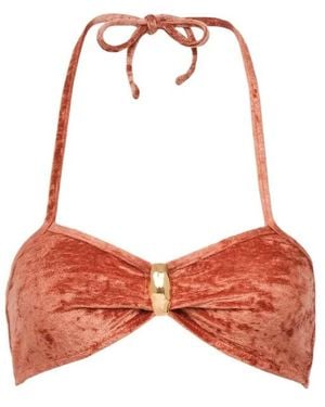 Chloé Velvet Tie Bikini Top - Red