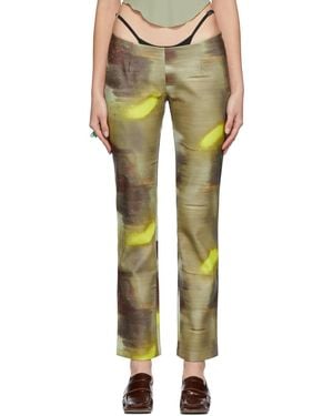 Miaou Multi-colour Low-Waisted Slim Casual Trousers - Yellow