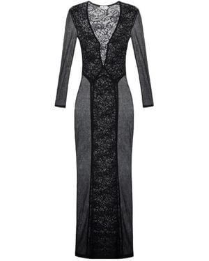 Elisabetta Franchi Carpet Dress Made Of Lace And Mesh Fabric - Black