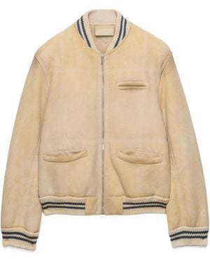 Prada Sheepskin Bomber Jacket - Natural