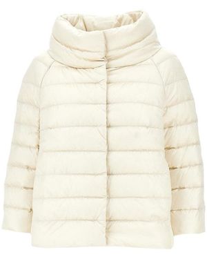 Herno Quilted Funnel-Neck Coat - Natural