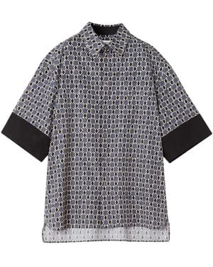Lanvin Geometric Print Short-Sleeved Shirt With Cuff Detail - Gray
