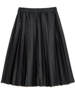 Jil Sander Lightweight Denim Pleated Skirt - Black