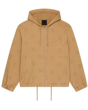 Givenchy Logo Detailed Zip-Up Hooded Jacket - Natural