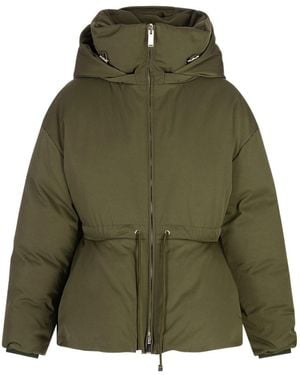 McQueen Peplum Drawstring Waist Puffer Jacket - Green