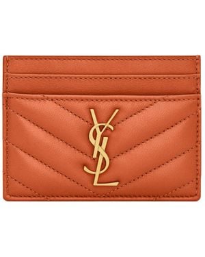 Saint Laurent Cassandre Matelassé Quilted Card Case - Orange