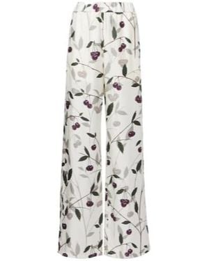 Stella McCartney Printed Silk Twill Wide-Leg Trousers - White