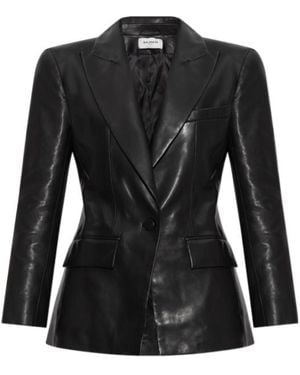 Balmain Long-Sleeve Leather Jacket - Black