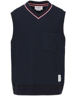 Thom Browne Logo-Patch Ribbed Sleeveless Jumper - Blue