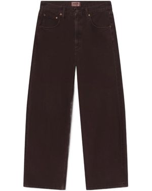 Agolde Denim Trousers With Belt Loops - Brown
