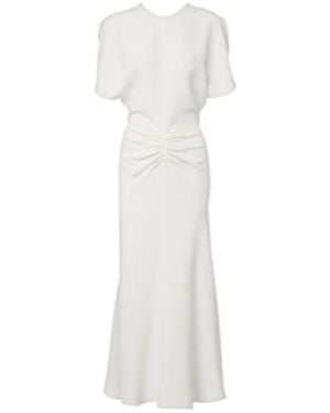 Victoria Beckham Bela Gathered Cady Midi Dress - White