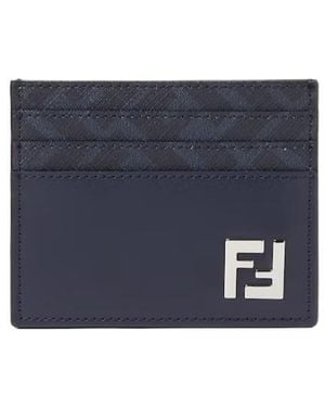 Fendi Ff Squared Card Holder - Blue
