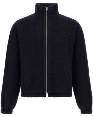 Jil Sander Textured Zip-Up Sweatshirt - Blue