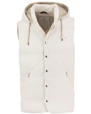 Brunello Cucinelli Button-Up Hooded Vest - White