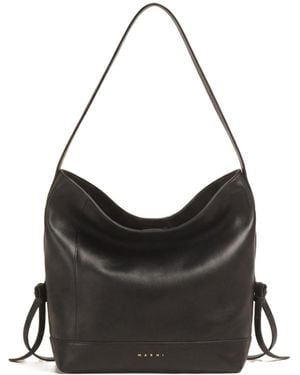 Marni Leather Pod 2.0 Small Hobo Bag - Black