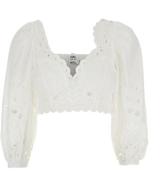 Charo Ruiz Luna Broderie Long Sleeve Top - White