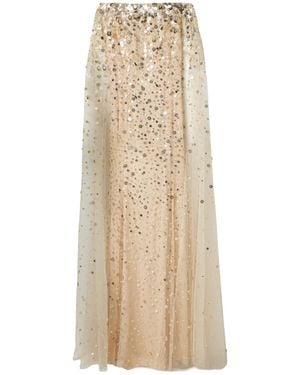Jenny Packham Casual Shawl Sleeve Evening Dress - Natural