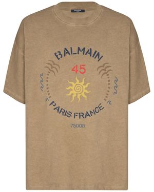 Balmain Printed Oversized T-Shirt - Natural