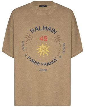 Balmain Printed Oversized T-Shirt - Natural