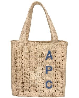 A.P.C. Logo Open-Weave Tote Bag - White