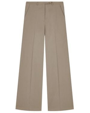 Emporio Armani Flat-Front Wide-Leg Trousers - Grey