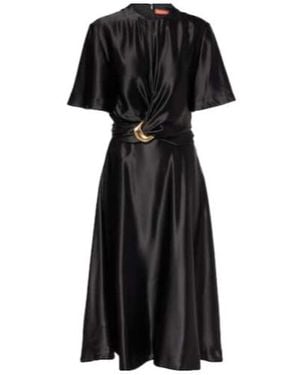 Altuzarra Honey Belted Silk Satin Midi Dress - Black