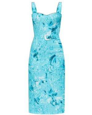 Versace Jeans Couture Couture Barocco Belted Midi Dress - Blue