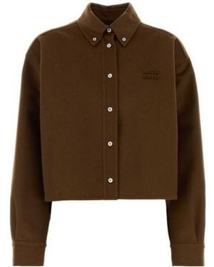 Miu Miu Long-Sleeve Cropped Shirt - Brown