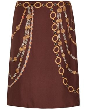 Versace Printed Silk Dress - Brown