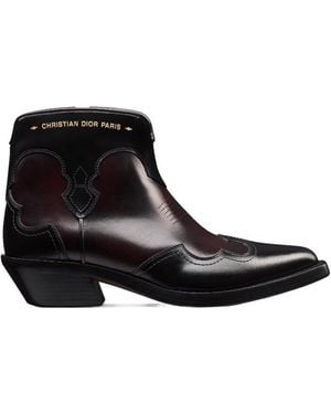 Dior Christian Pointed Toe Zip-Up Boots - Black