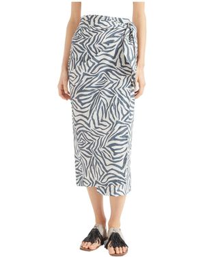 Brunello Cucinelli Abstract Printed High-Waisted Skirt - Blue