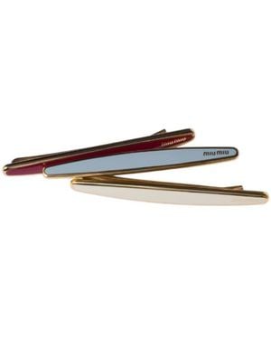 Miu Miu Enamelled Metal Hair Clips - White