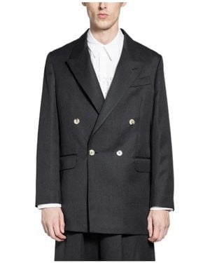 Simone Rocha Daisy-Embroidered Double-Breasted Blazer - Black