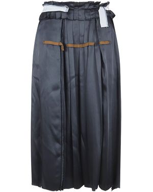 Maison Margiela Pleated Raw-Hem Skirt - Blue