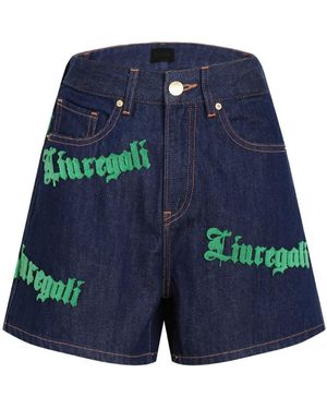 LIU REGALI High Waist Denim Shorts - Blue