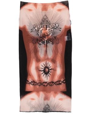 Jean Paul Gaultier Safe Sex Tattoo Midi Skirt - Pink