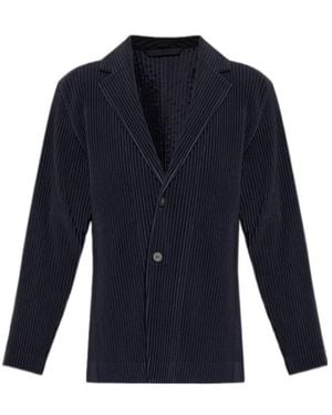 Homme Plissé Issey Miyake Plissé-Effect Notched-Lapel Blazer - Blue