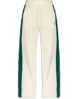 CASABLANCA Straight-Leg Cable-Knit Trousers - White