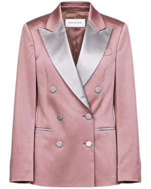 Dries Van Noten Contrast Lapel Double-Breasted Blazer - Pink