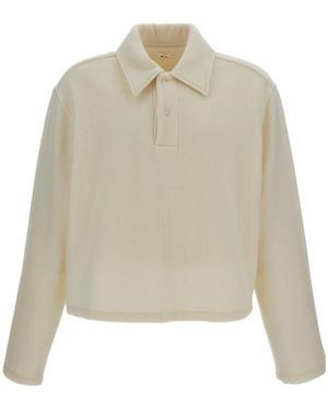 Rier Wool Fleece Polo Shirt - Natural