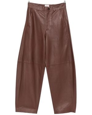 Alysi Belt-Loop Leather Pants - Brown