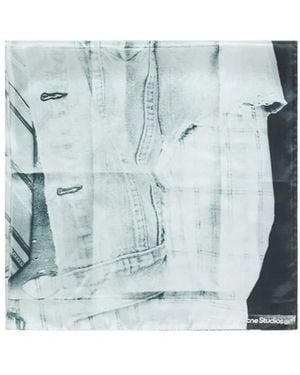 Acne Studios Silk Collage Scarf - Blue