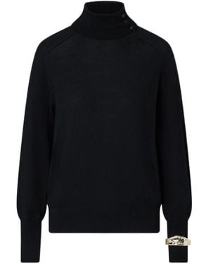 Liu Jo Button Cuff High Neck Knitted Jumper - Black