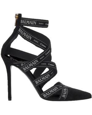Balmain Couture Ribbon Crossover Strap Court Shoes - Black
