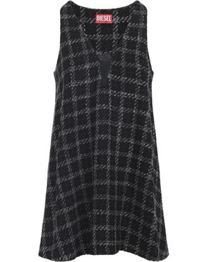 DIESEL Checked V-Neck Mini Dress - Black