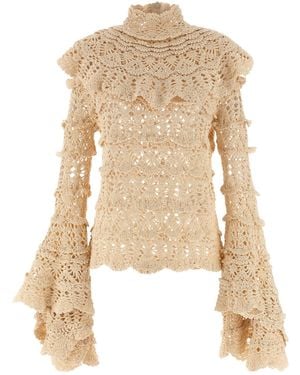 Zimmermann Hypnotic Hand Crochet Jumper - Natural