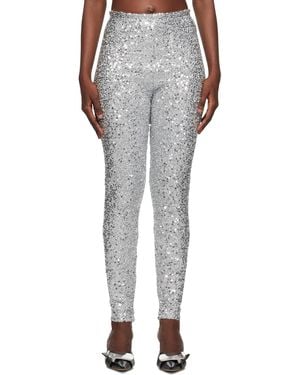 we11done Sequined Elastic Waist Leggings - Gray