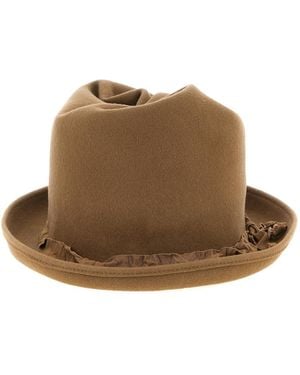 Yohji Yamamoto Curled Asymmetric-Crown Hat - Brown