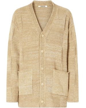 AURALEE Cotton And Linen Knitted Cardigan - Natural